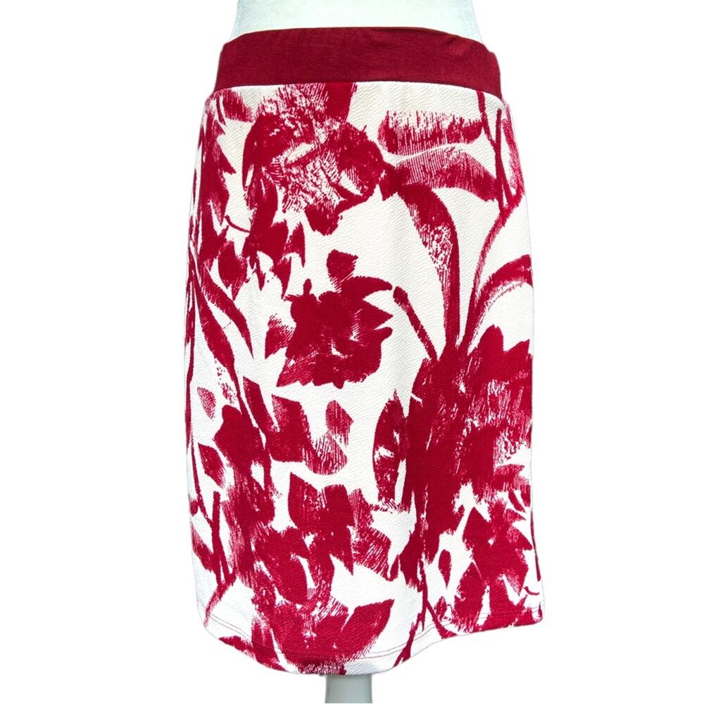 Gilli ModCloth Red Floral Knee Length Skirt Lined Women’s Large